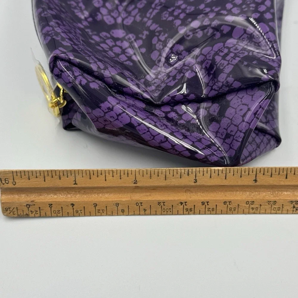 Estee Lauder Cosmetic Bag Pouch Purple Animal Print Snakeskin‎ Zipper Logo